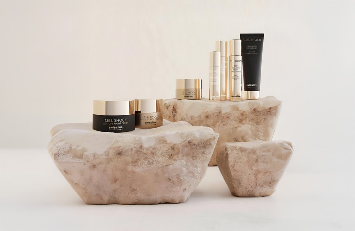 Swissline Cell Shock skincare collection used for facial treatments at INIZIO